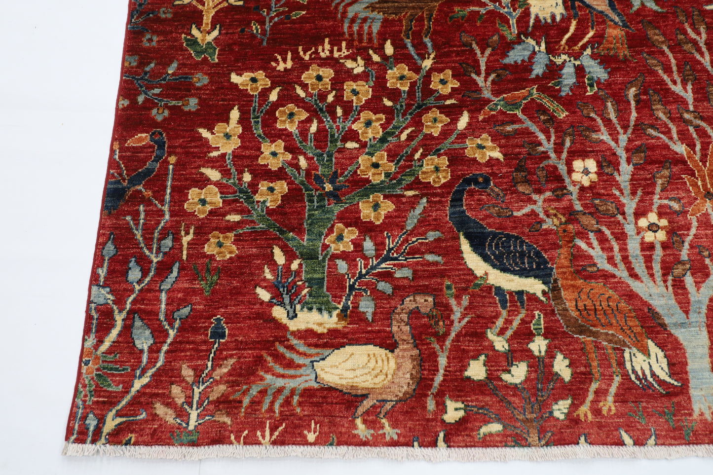 173 x 240 cm | Birds Red Afghan Hand Knotted Carpet