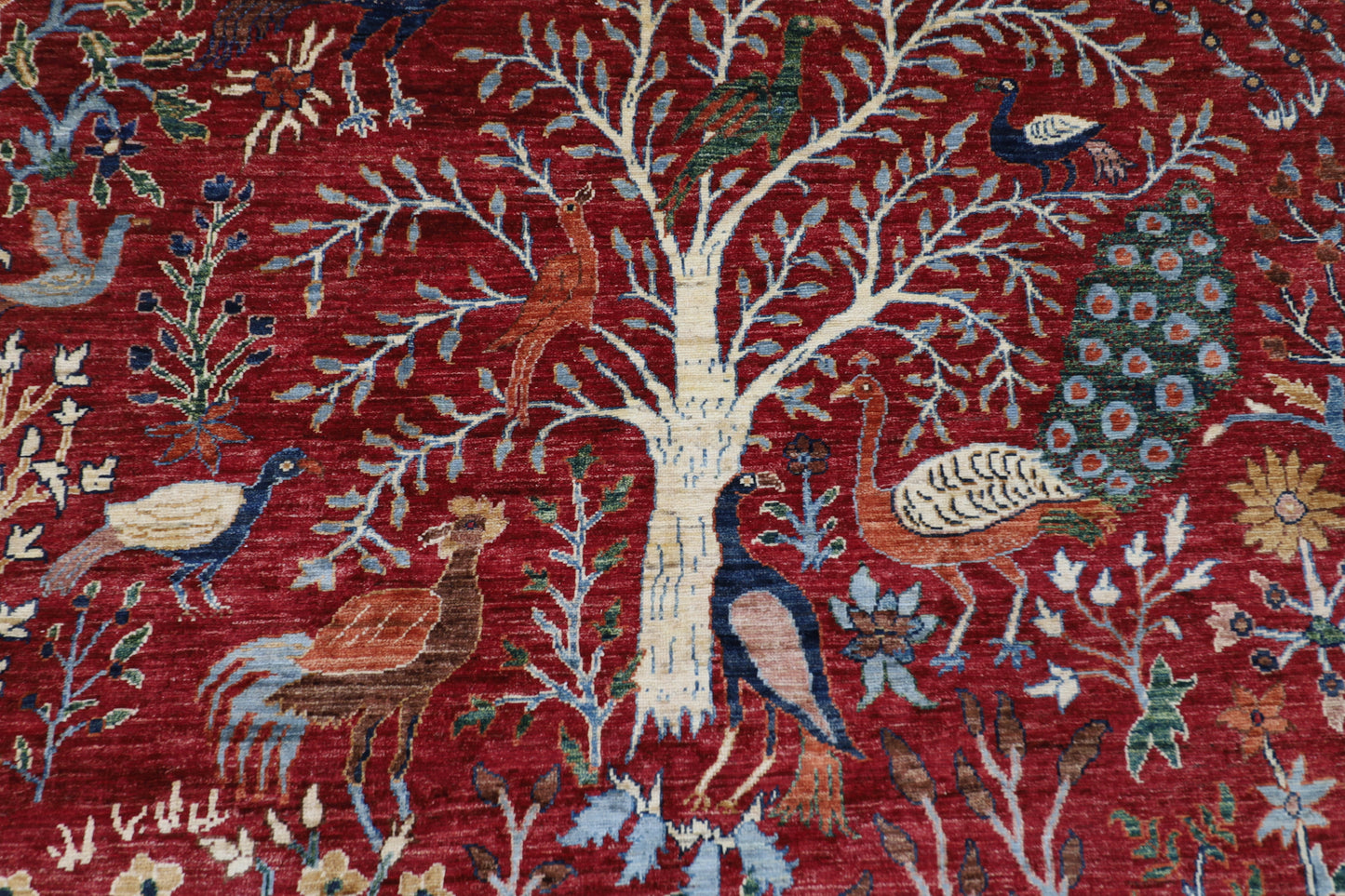 173 x 240 cm | Birds Red Afghan Hand Knotted Carpet