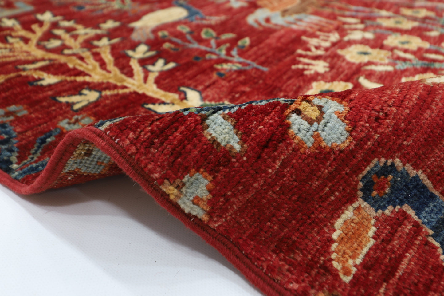 173 x 240 cm | Birds Red Afghan Hand Knotted Carpet
