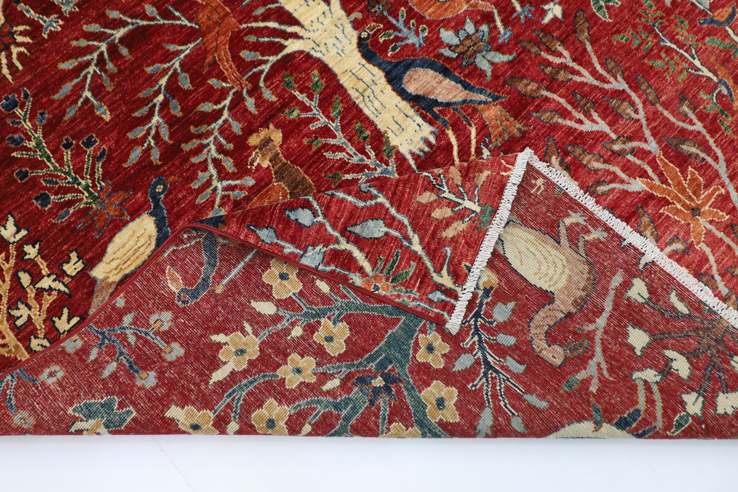 173 x 240 cm | Birds Red Afghan Hand Knotted Carpet