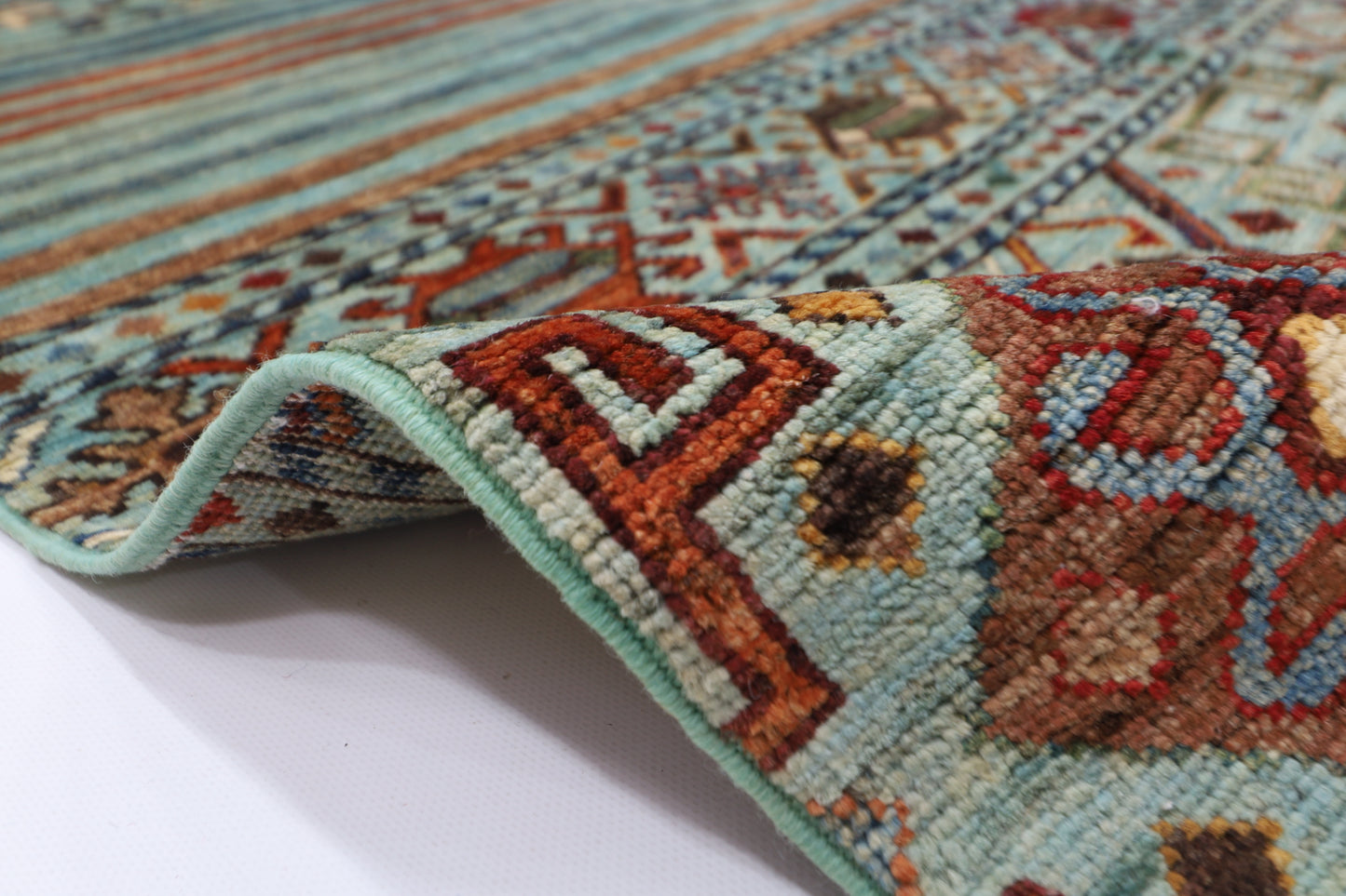 173 x 260 cm | Khorjun Turquoise Afghan Hand Knotted Carpet
