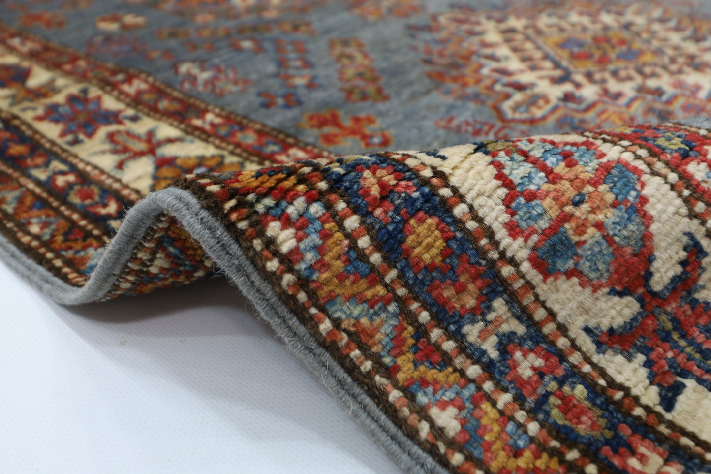 79 x 302 cm | Kazak Grey Afghan Hand Knotted Runner