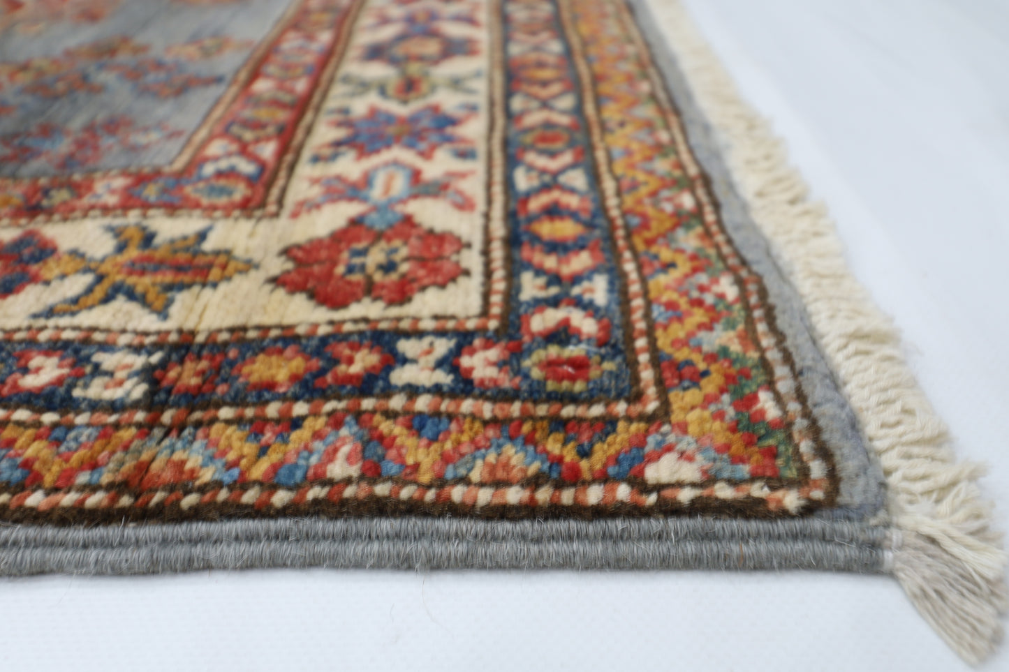 79 x 302 cm | Kazak Grey Afghan Hand Knotted Runner