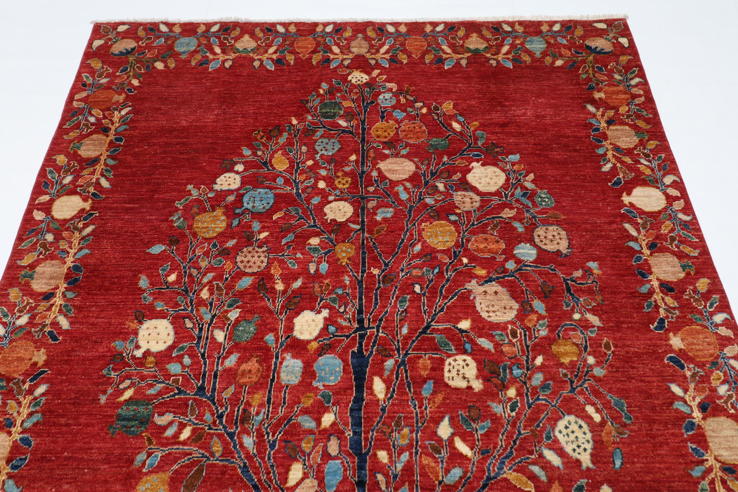 170 x 242 cm | Pomegranate Tree Afghan Hand Knotted Carpet