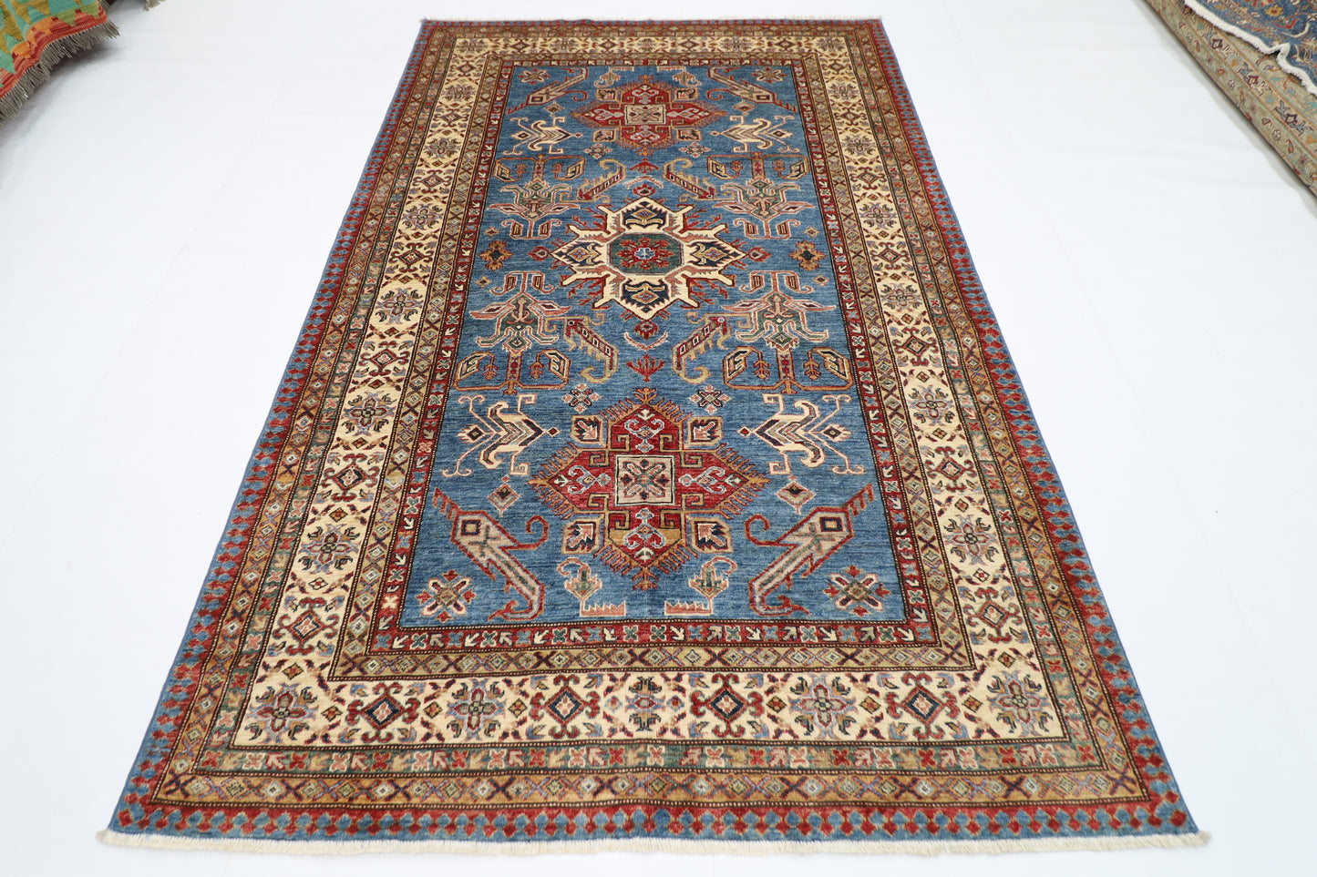 169 x 266 cm | Kazak Blue Afghan Hand Knotted Carpet