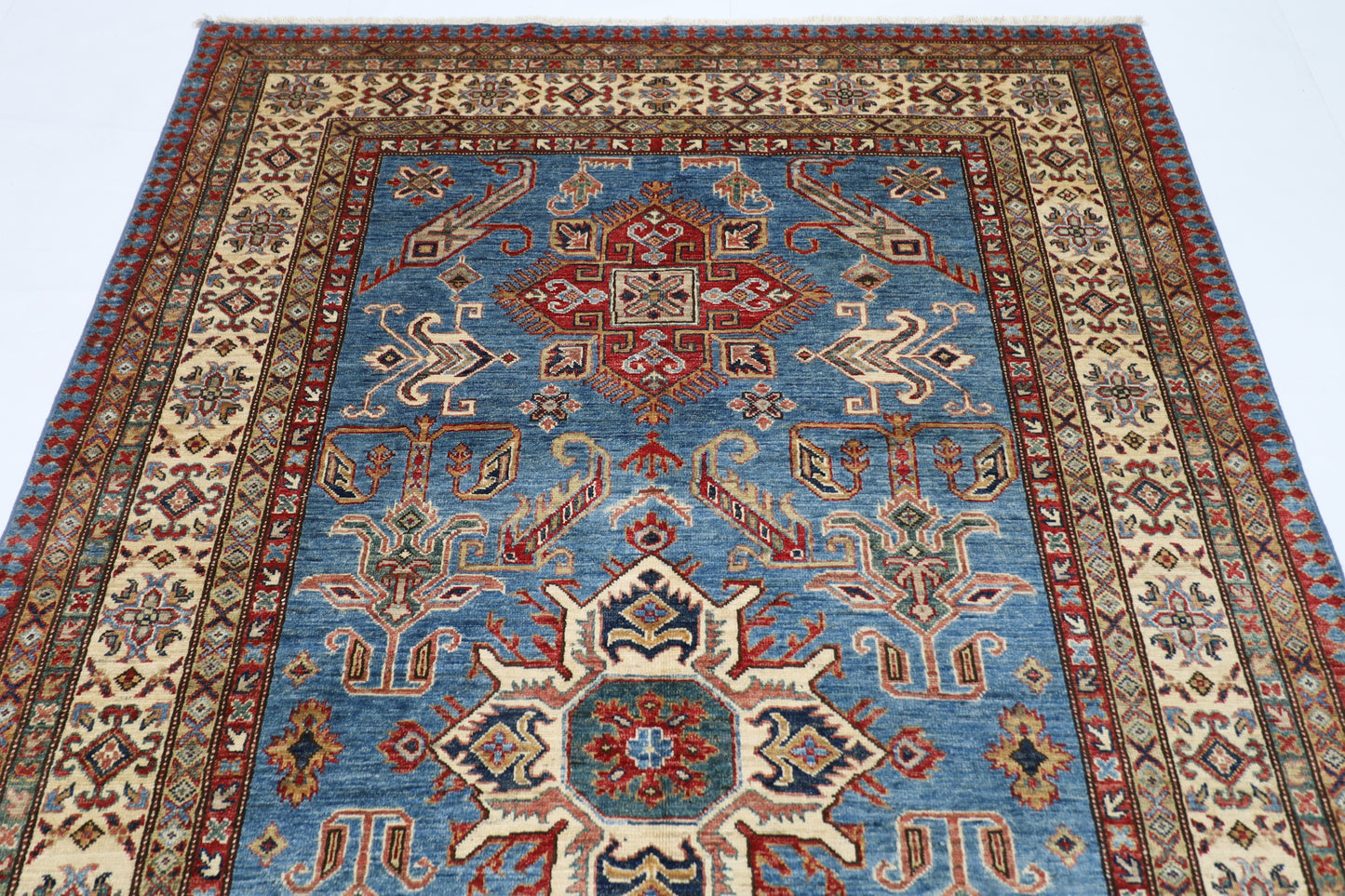 169 x 266 cm | Kazak Blue Afghan Hand Knotted Carpet