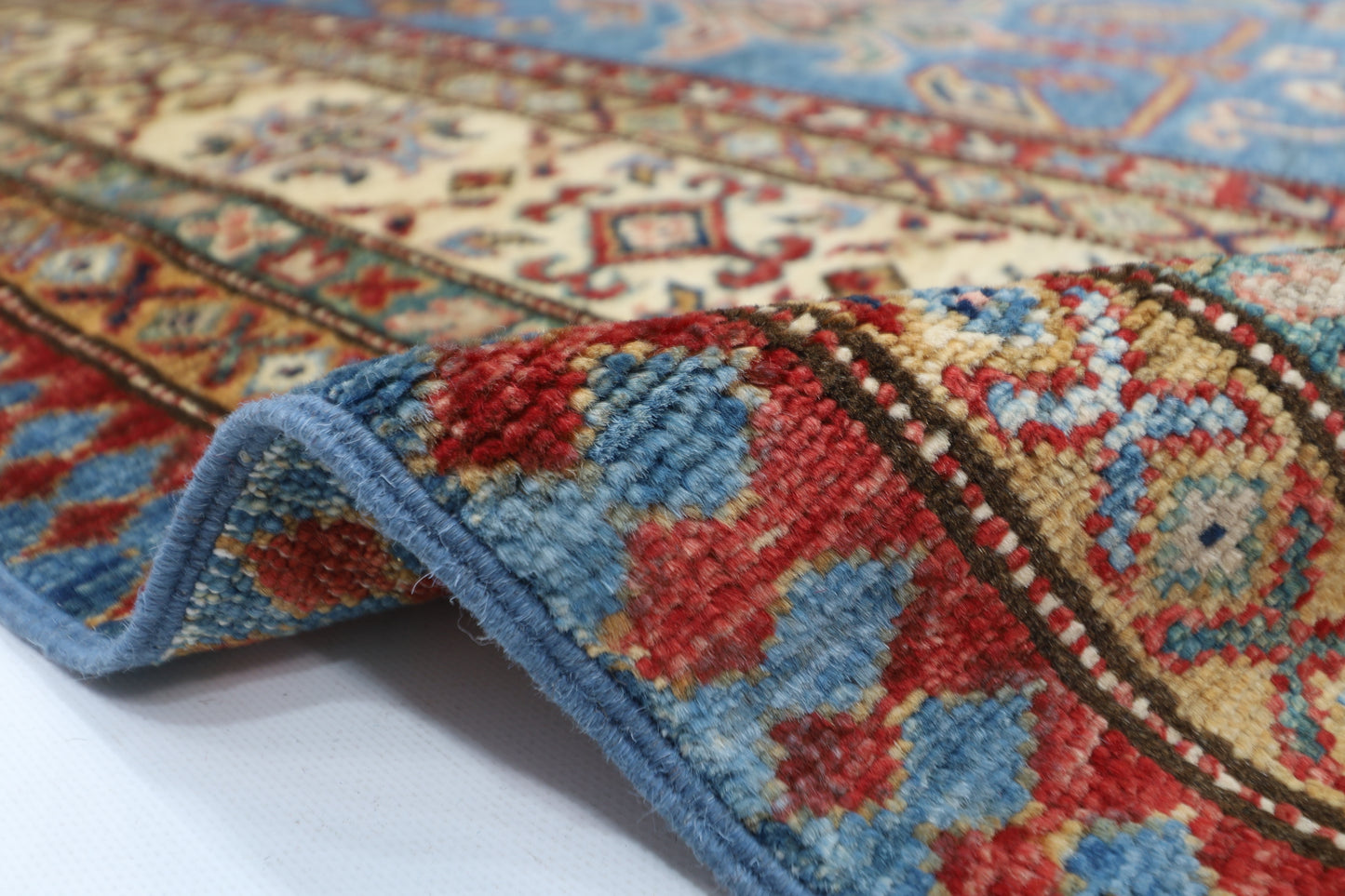 169 x 266 cm | Kazak Blue Afghan Hand Knotted Carpet