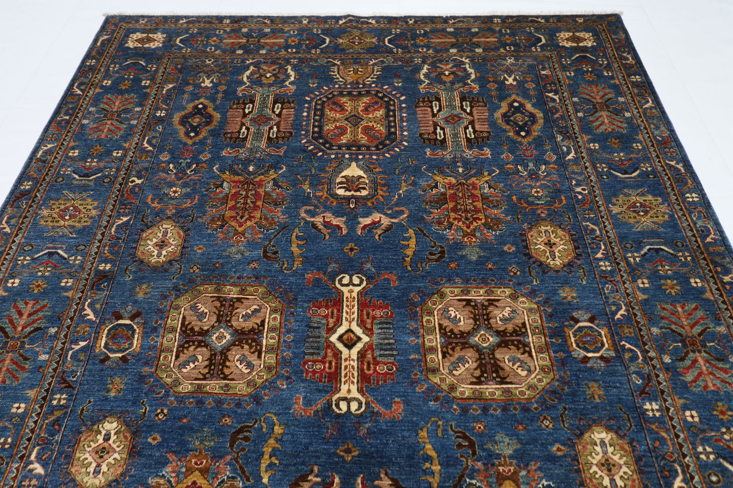 210 x 290 cm | Waziri Blue Afghan Hand Knotted Carpet