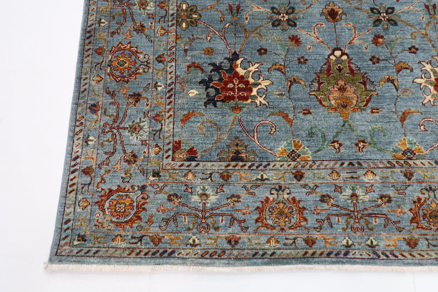 174 x 246 cm | Sultani Blueish Grey Afghan Hand Knotted Carpet