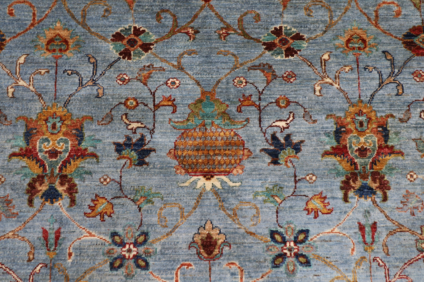 174 x 246 cm | Sultani Blueish Grey Afghan Hand Knotted Carpet