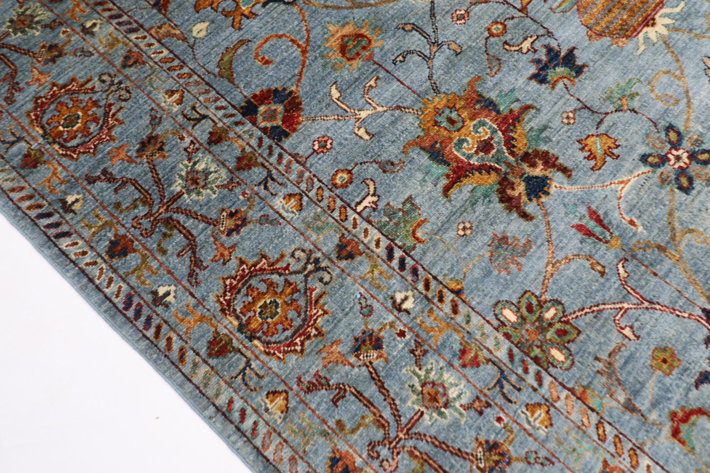 174 x 246 cm | Sultani Blueish Grey Afghan Hand Knotted Carpet