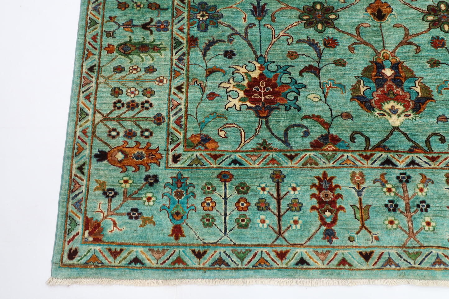 178 x 238 cm | Sultani Turquoise Afghan Hand Knotted Carpet