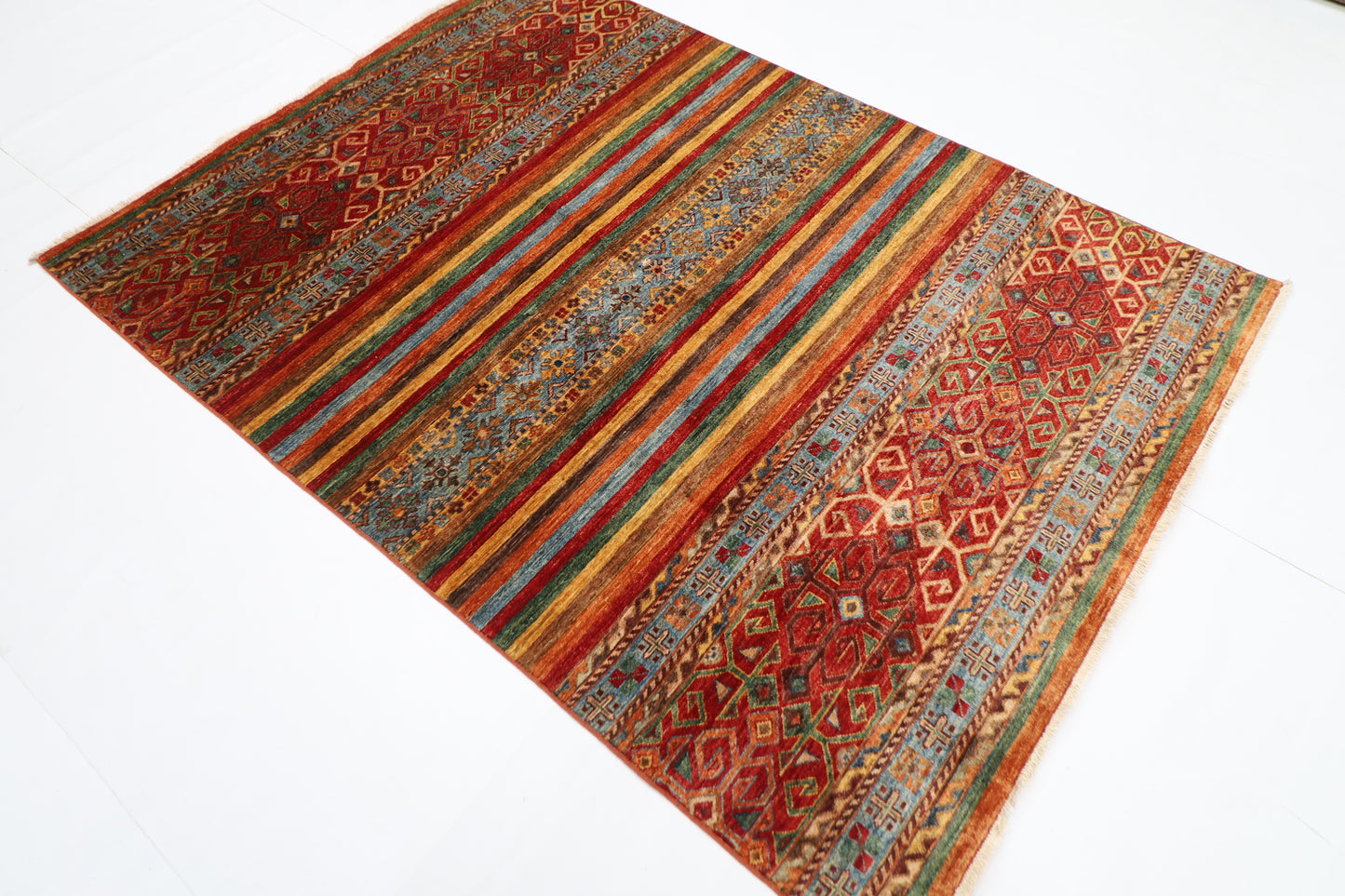 154 x 208 cm | Khorjun Afghan Hand Knotted Carpet