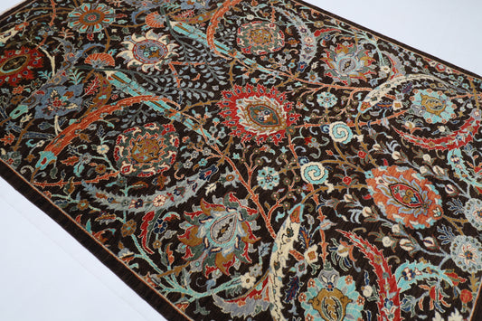 200 x 297 cm | Oriental Floral Brown Afghan Tribal Hand Knotted Wool Carpet