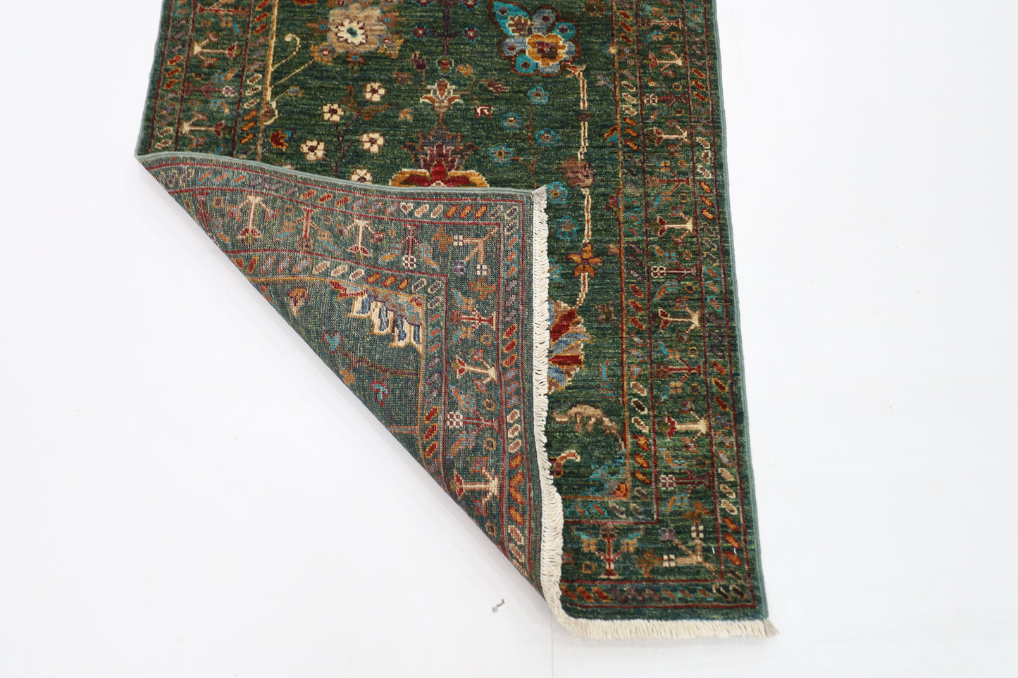 82 x 260 cm | Sultani Green Afghan Hand Knotted Runner