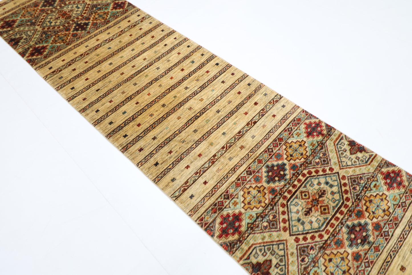 82 x 300 cm | Khorjun Beige Afghan Hand Knotted Runner