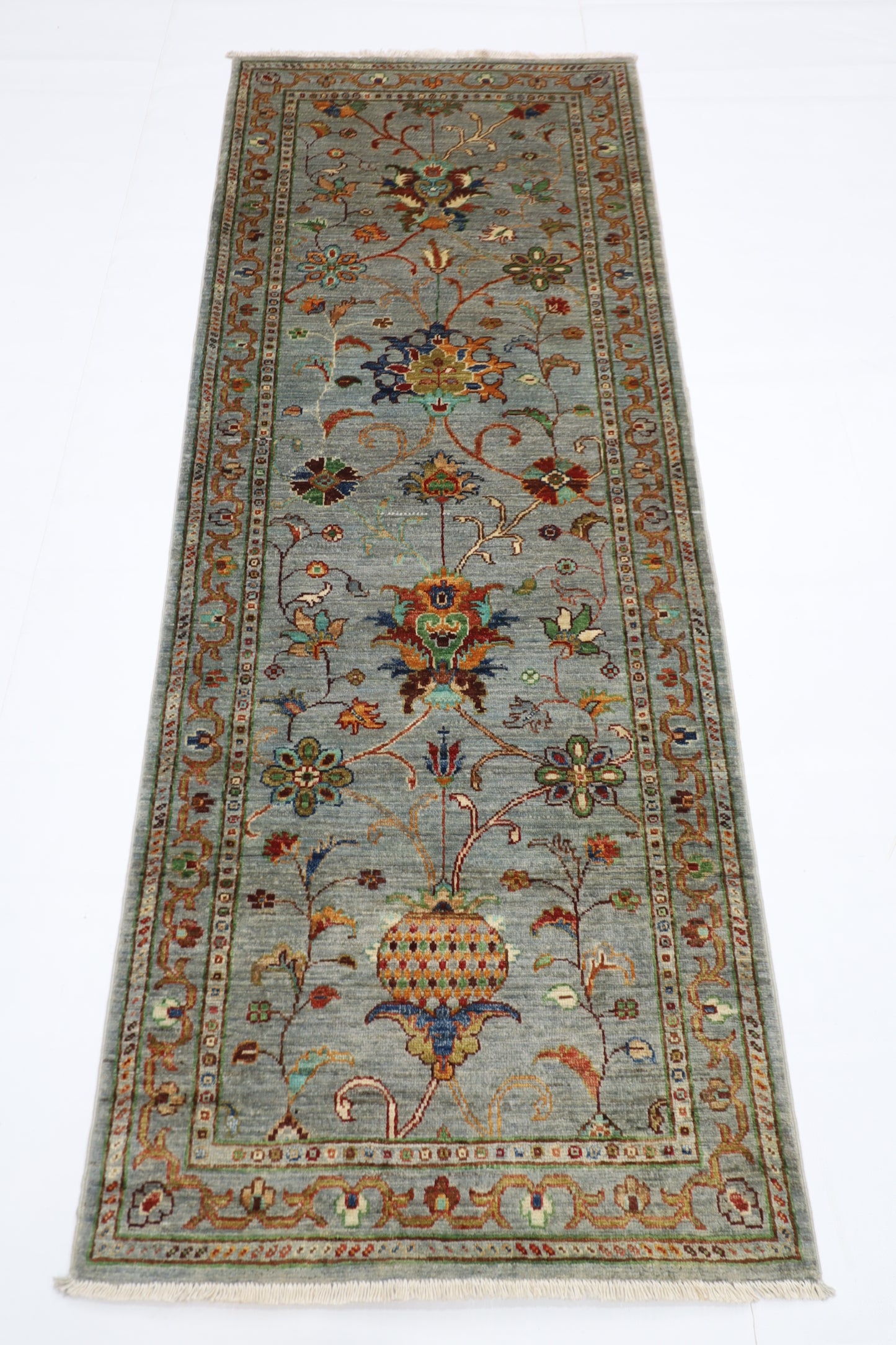 75 x 197 cm | Sultani Blueish Grey Afghan Hand Knotted Runner