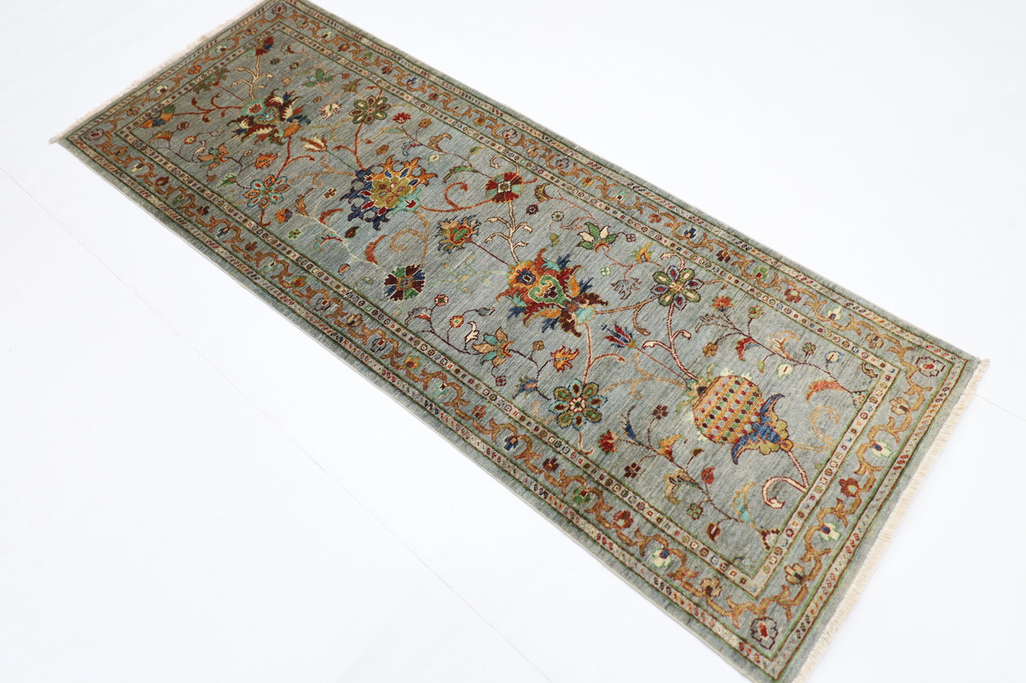 75 x 197 cm | Sultani Blueish Grey Afghan Hand Knotted Runner