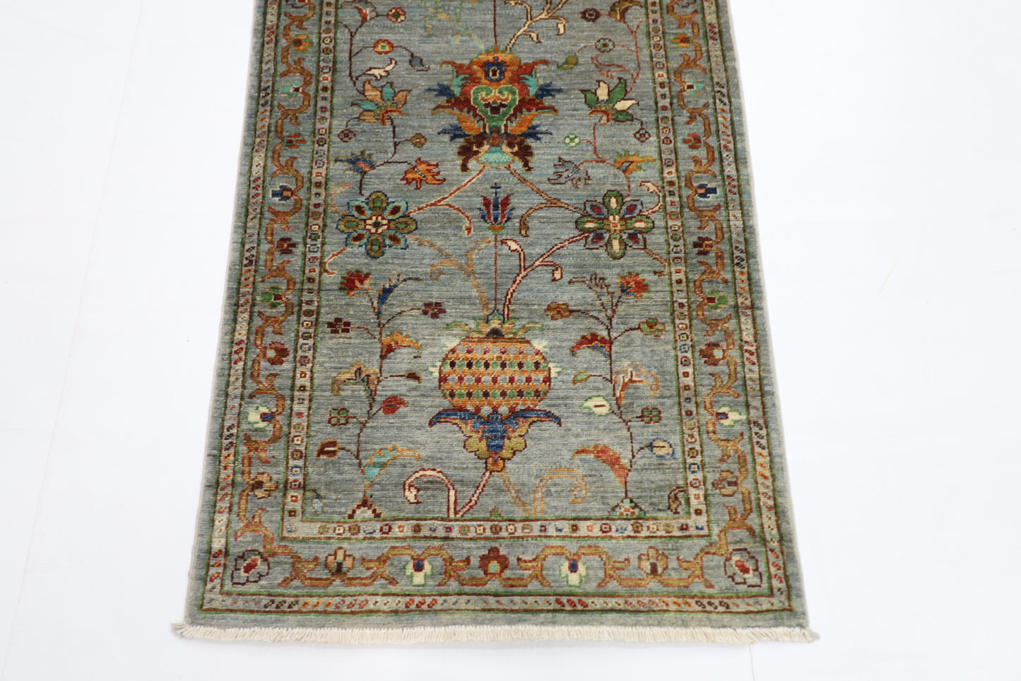 75 x 197 cm | Sultani Blueish Grey Afghan Hand Knotted Runner