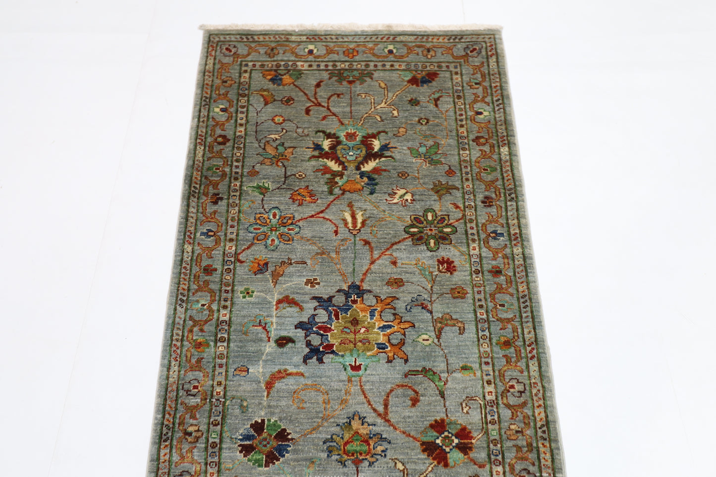 75 x 197 cm | Sultani Blueish Grey Afghan Hand Knotted Runner