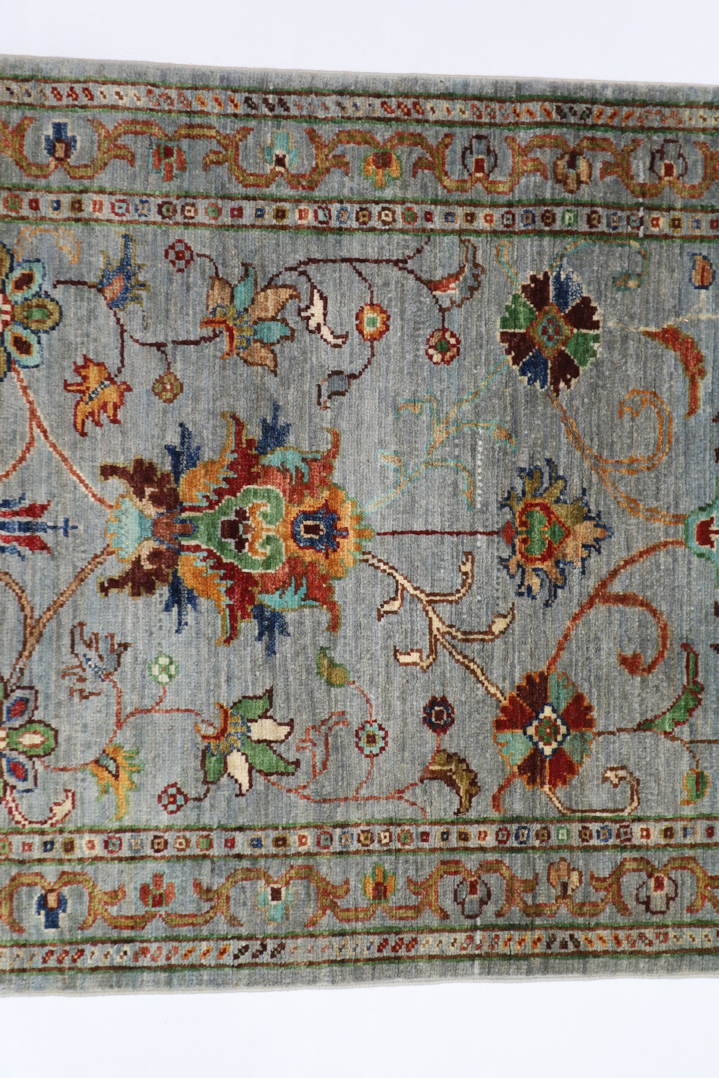 75 x 197 cm | Sultani Blueish Grey Afghan Hand Knotted Runner