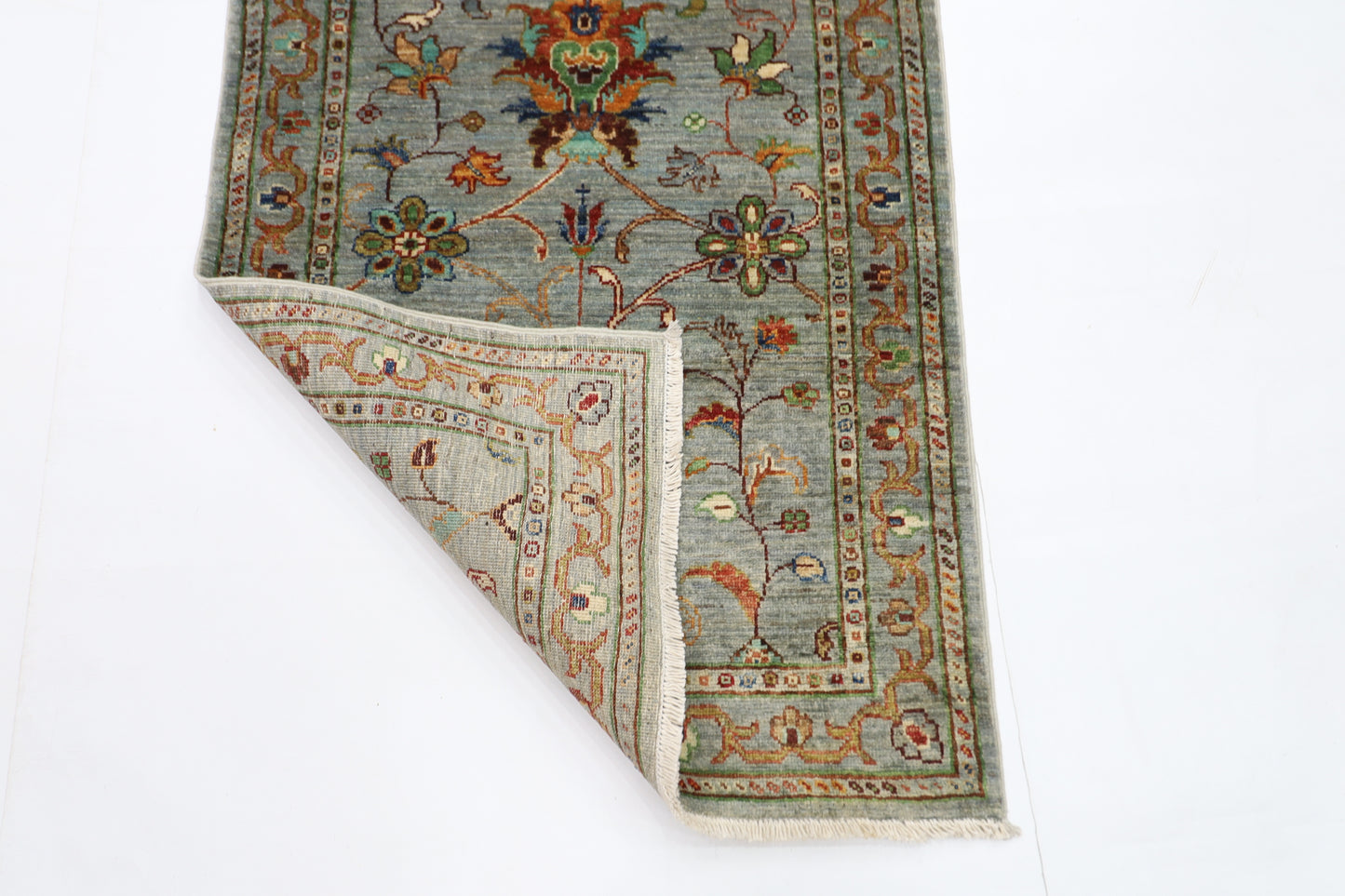 75 x 197 cm | Sultani Blueish Grey Afghan Hand Knotted Runner