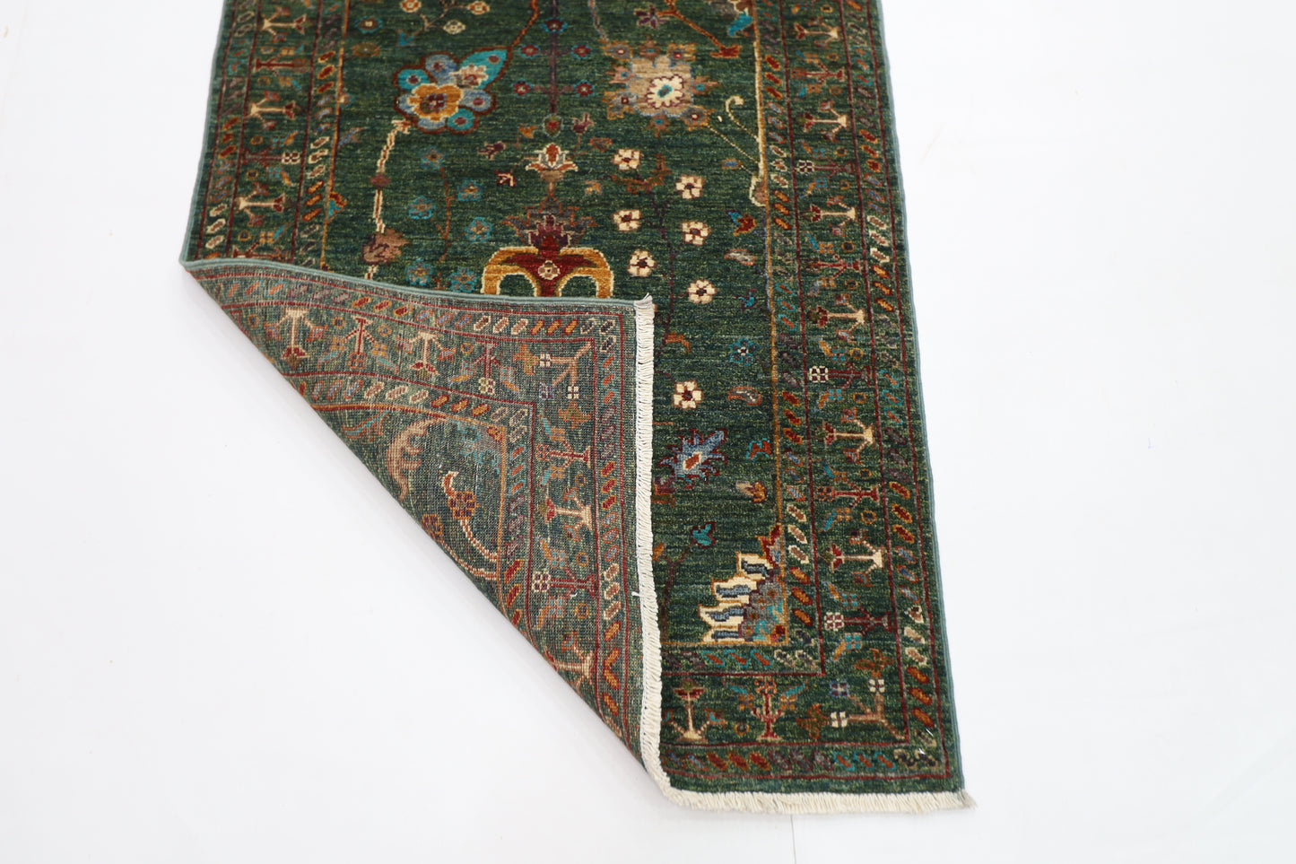 83 x 260 cm | Sultani Green Afghan Hand Knotted Runner