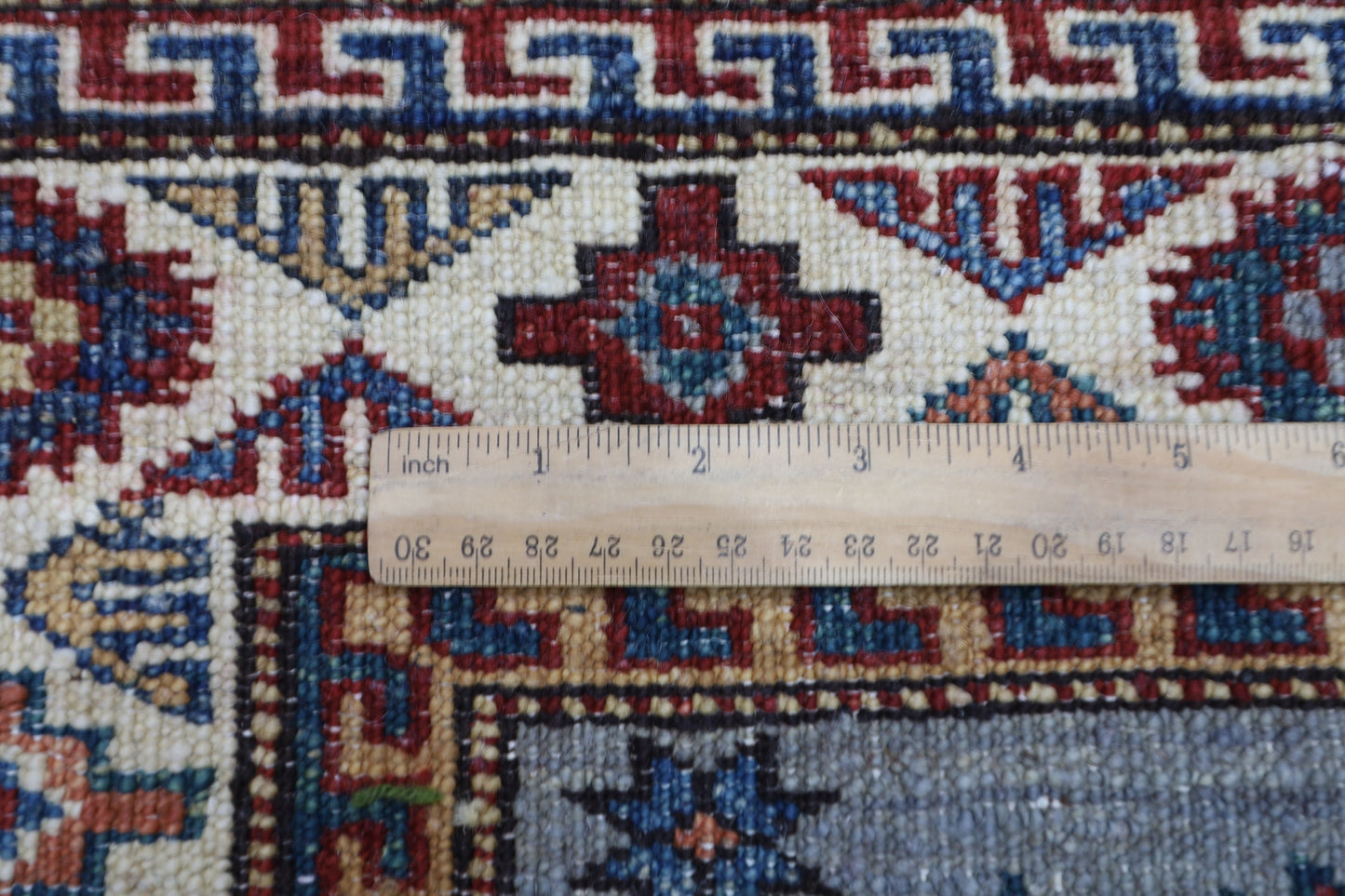 62 x 171 cm | Kazak Blueish Grey Afghan Hand Knotted Runner