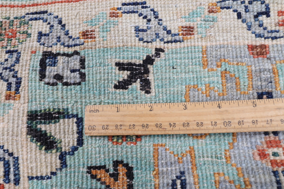 89 x 292 cm | 2'11 x 9'7 Ft Turquoise Afghan Carpet