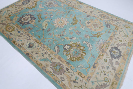 208 x 303 cm | Oriental Floral Oushak Afghan Tribal Hand Knotted Wool Carpet