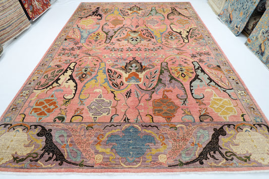 306 x 416 cm | Oriental Kawros Pink Area Rug Afghan Hand Knotted Veg Dye Wool carpet