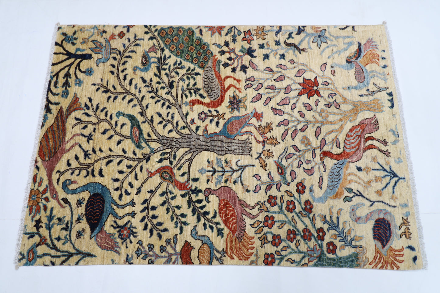 102 x 148 cm | Pictorial Birds Afghan Tribal Hand Knotted Wool Carpet