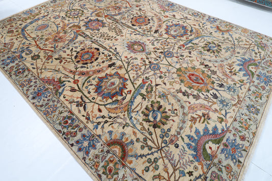 275 x 368 cm | Bidjar beige Design Hand Knotted veg Dye Wool Afghan Carpet