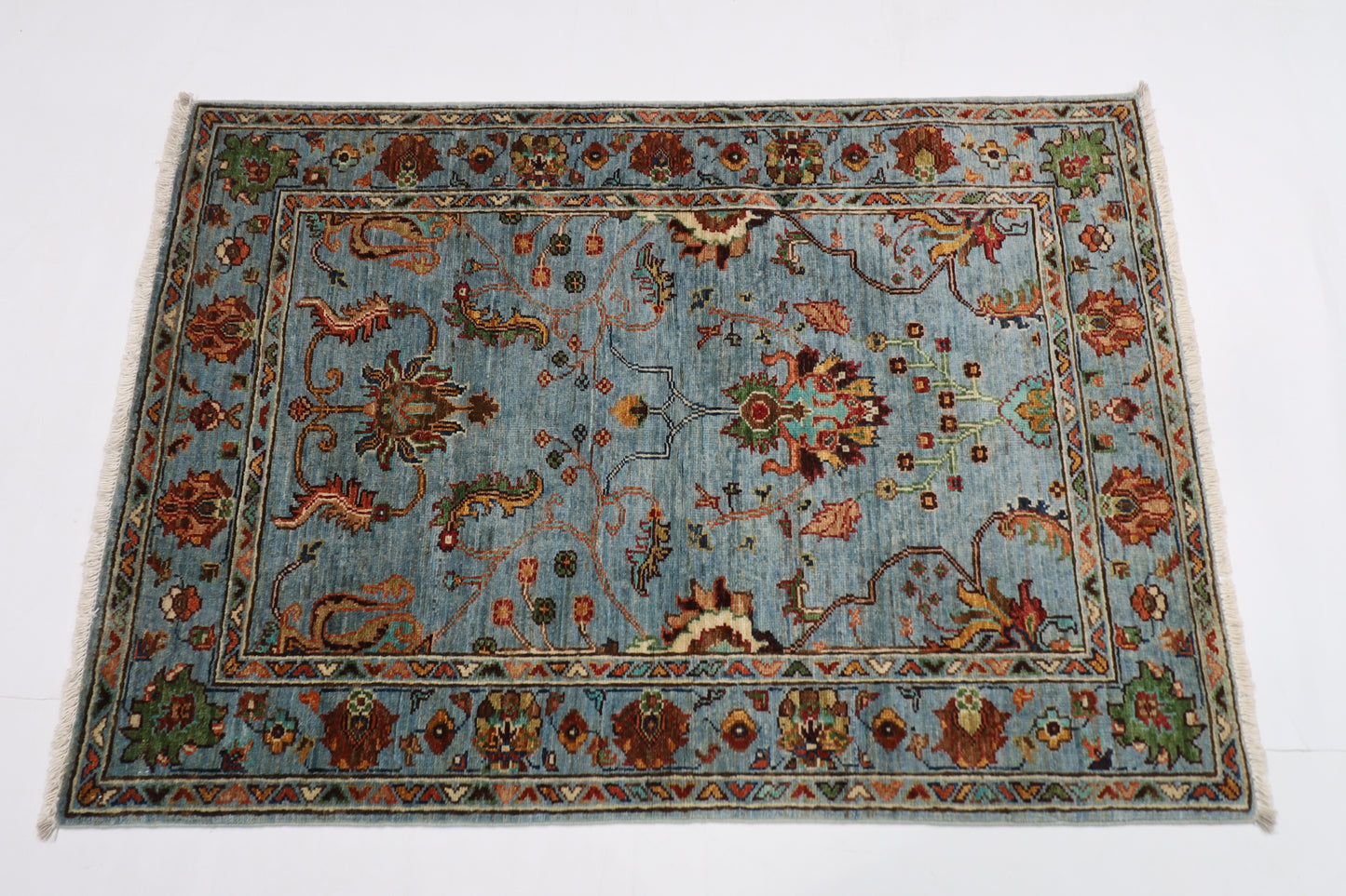 89 x 126 cm | Trible Gray Area Rug Afghan Hand Knotted veg Dye Wool carpet