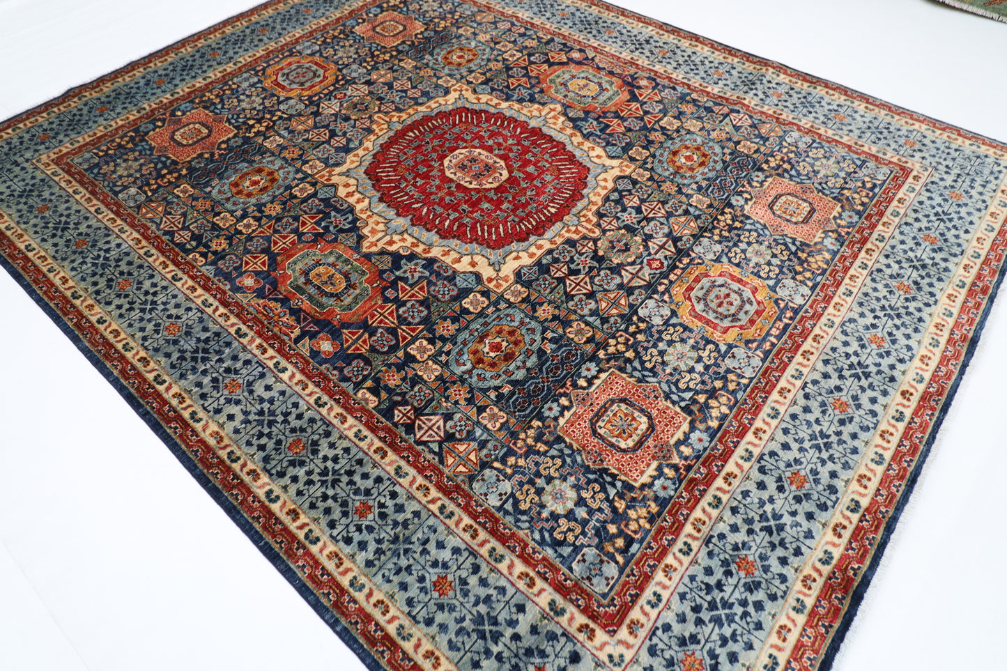 249 x 301 cm | Mamluk Afghan Tribal Hand Knotted Veg Dye Wool carpet