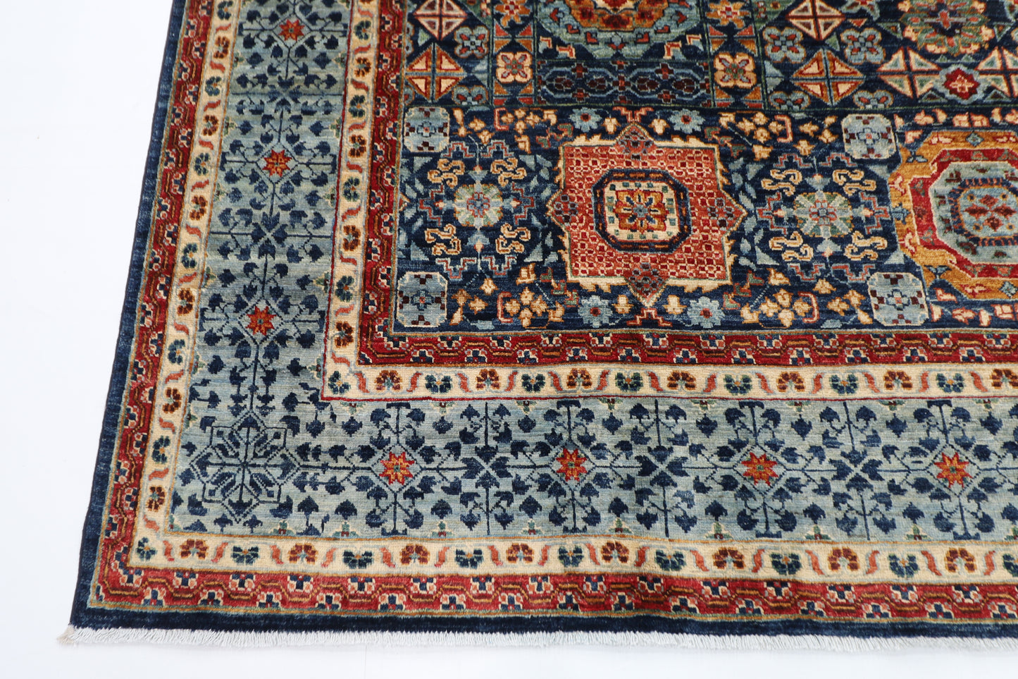 249 x 301 cm | Mamluk Afghan Tribal Hand Knotted Veg Dye Wool carpet