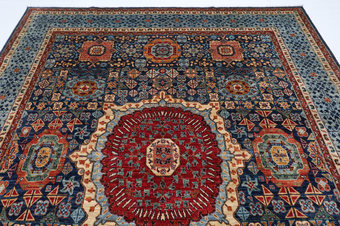 249 x 301 cm | Mamluk Afghan Tribal Hand Knotted Veg Dye Wool carpet