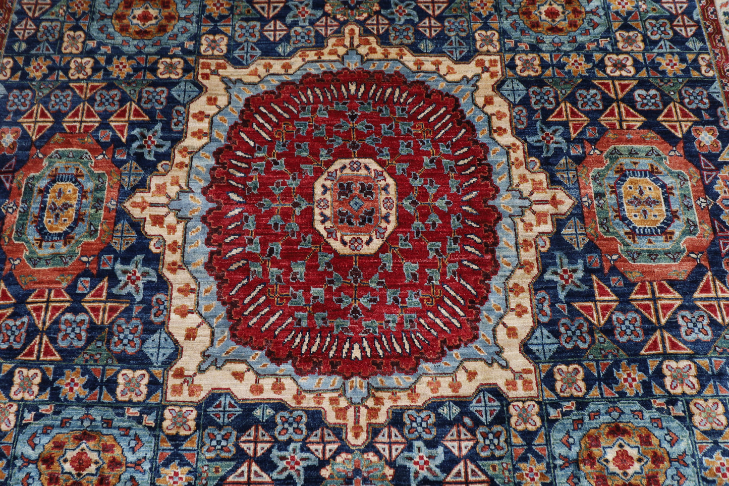 249 x 301 cm | Mamluk Afghan Tribal Hand Knotted Veg Dye Wool carpet