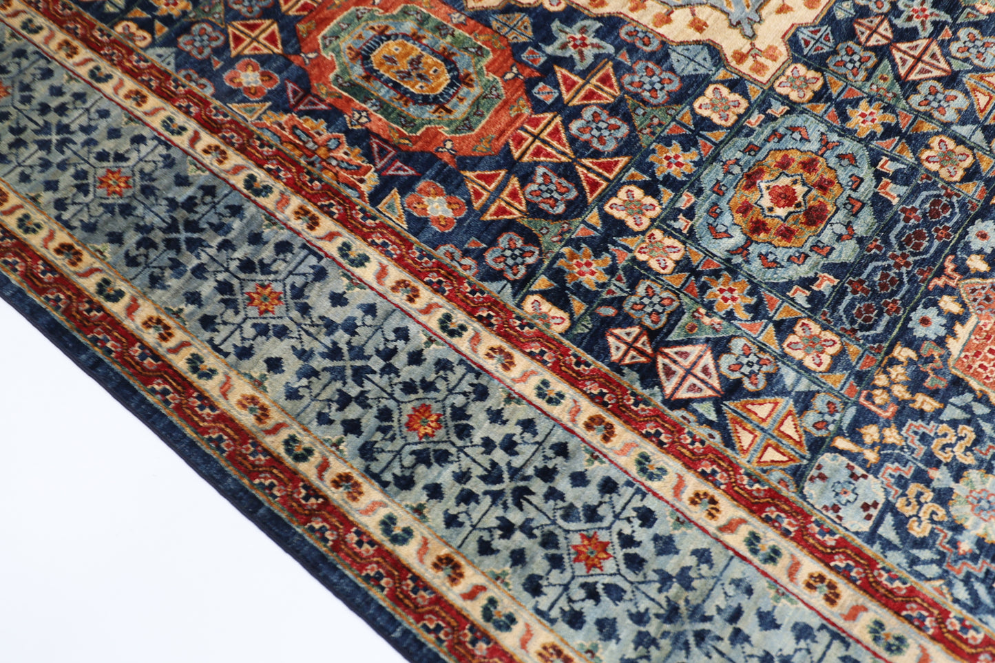 249 x 301 cm | Mamluk Afghan Tribal Hand Knotted Veg Dye Wool carpet