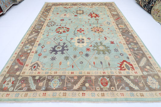 268 x 349 cm | Oushak Afghan Tribal Hand Knotted Veg Dye Wool carpet