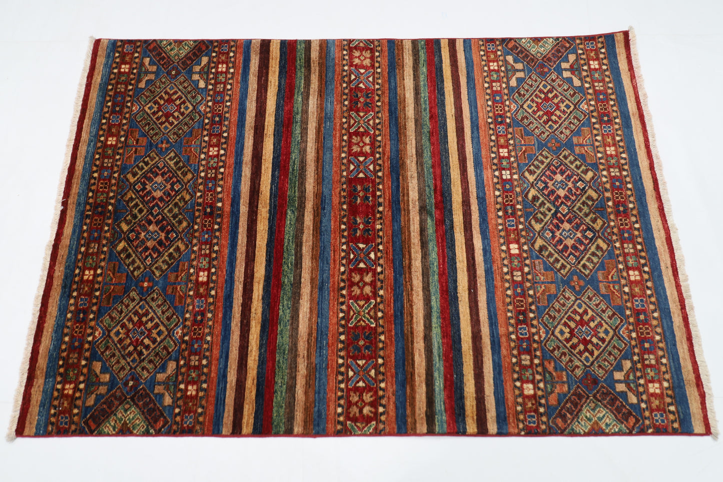 107 x 154 cm | Shall Turkish Style Area Rug Afghan Hand Knotted veg Dye Wool carpet