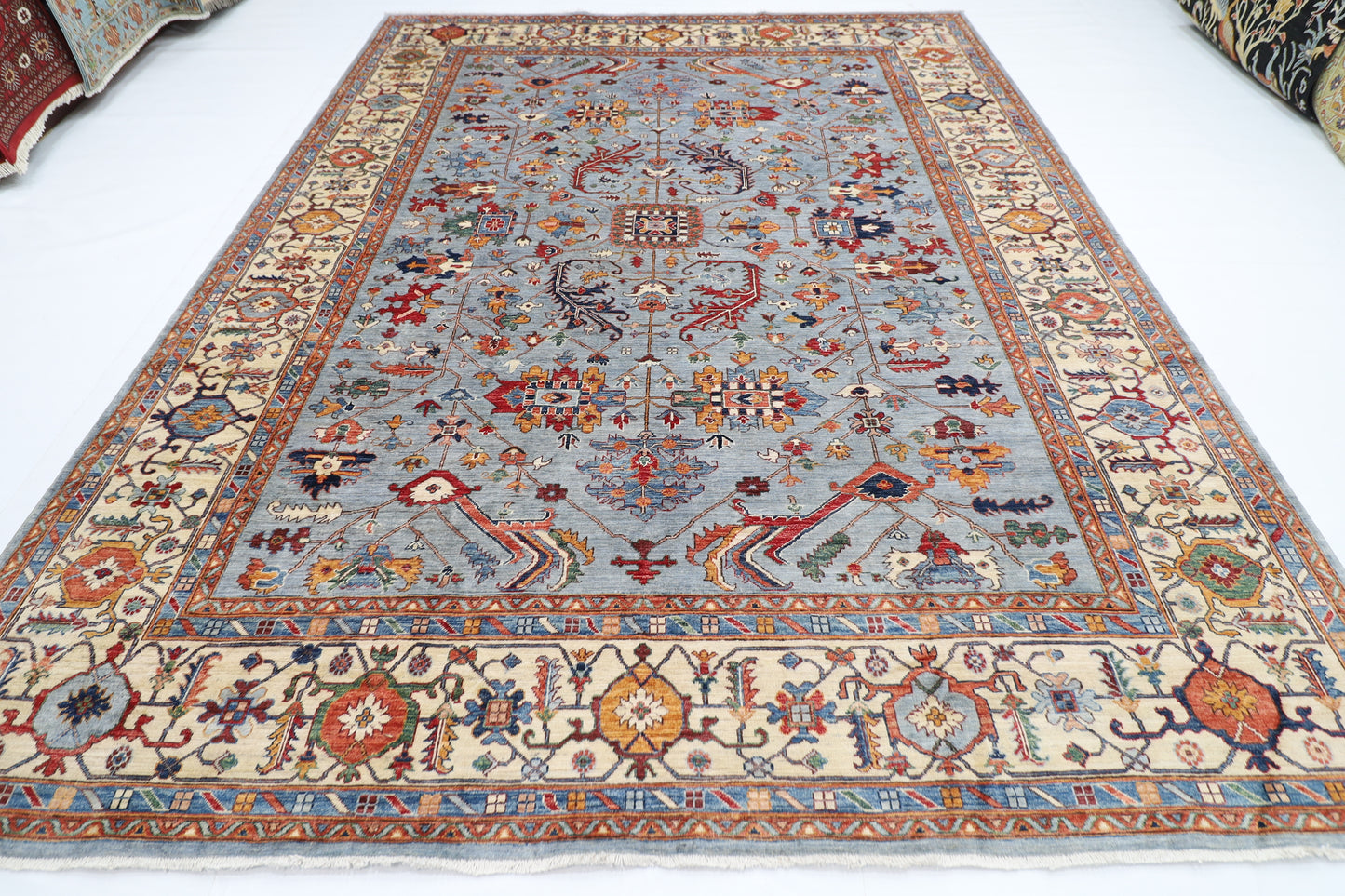 272 x 366 cm | Oriental Afghan Tribal Hand Knotted Veg Dye Wool carpet
