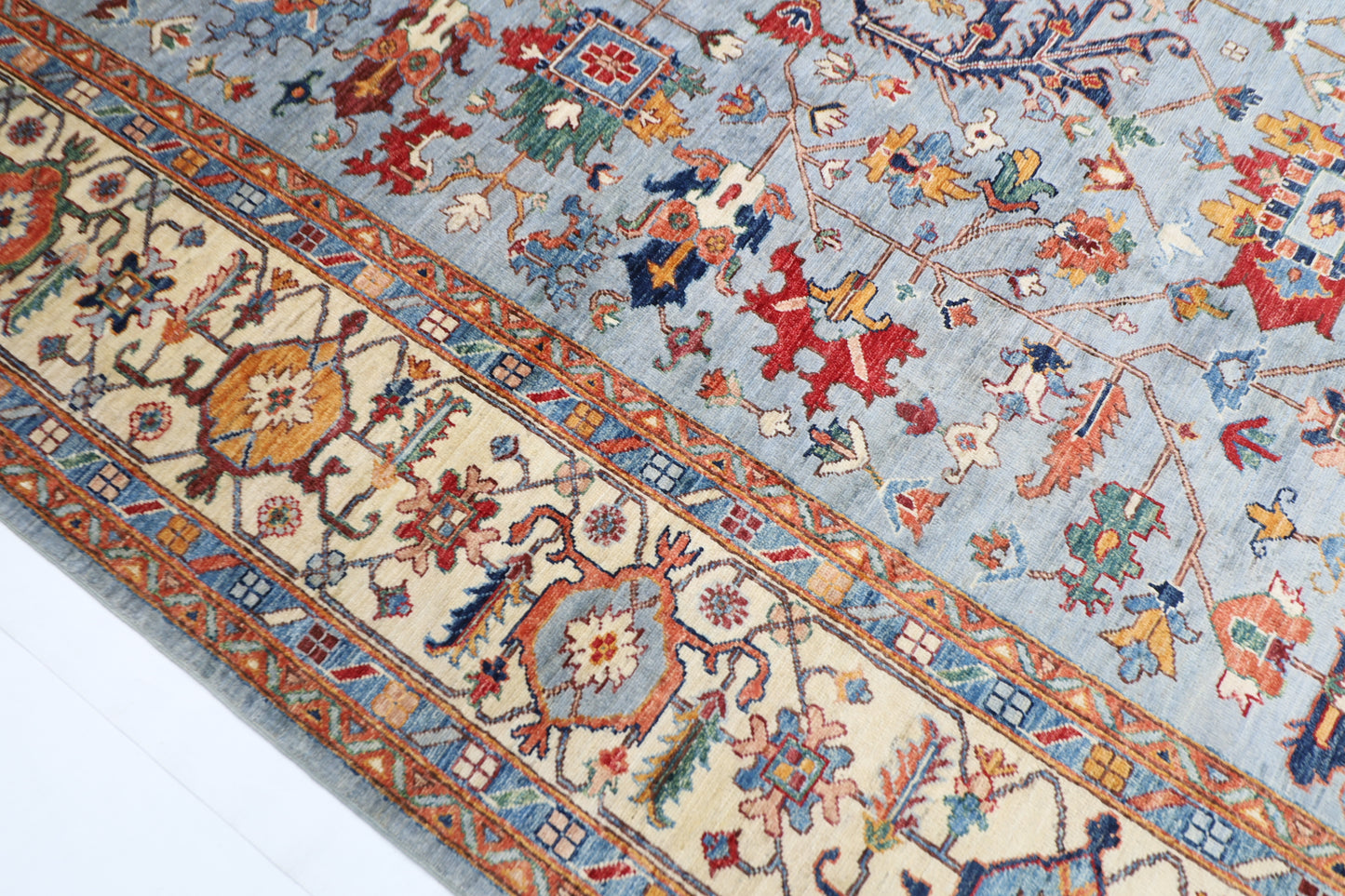 272 x 366 cm | Oriental Afghan Tribal Hand Knotted Veg Dye Wool carpet