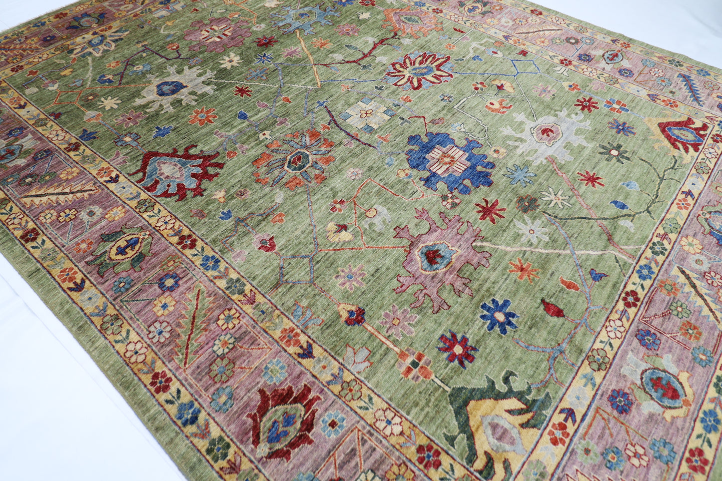 281 x 355 cm | Oushak Afghan Tribal Hand Knotted Veg Dye Wool carpet