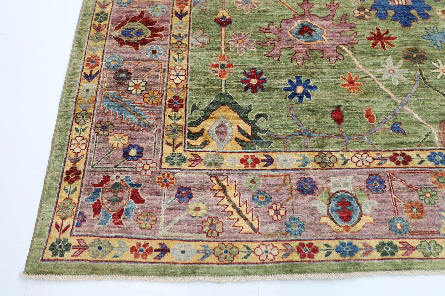 281 x 355 cm | Oushak Afghan Tribal Hand Knotted Veg Dye Wool carpet