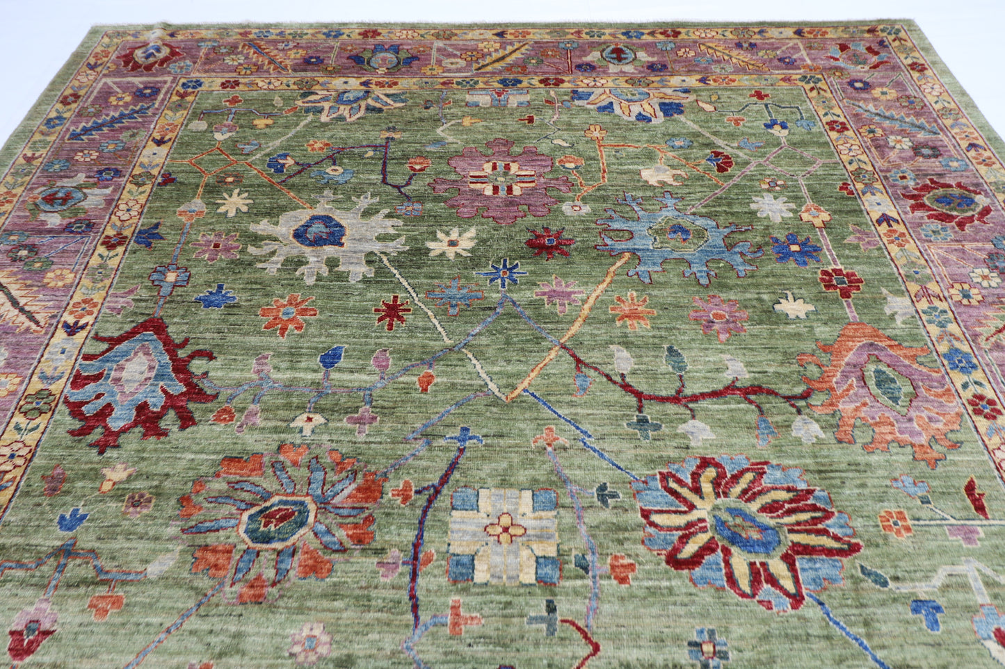 281 x 355 cm | Oushak Afghan Tribal Hand Knotted Veg Dye Wool carpet