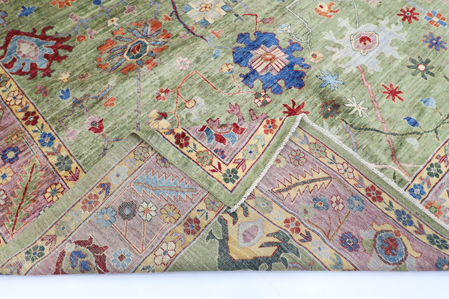 281 x 355 cm | Oushak Afghan Tribal Hand Knotted Veg Dye Wool carpet
