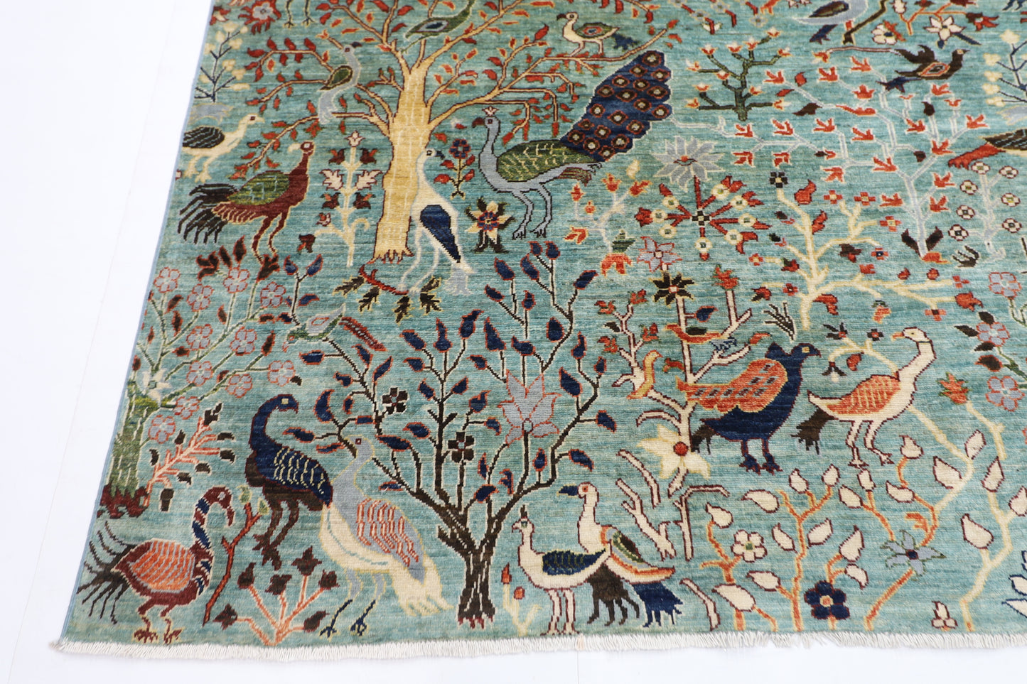 247 x 289 cm | Birds Pictorial Afghan Tribal Hand Knotted Veg Dye Wool carpet