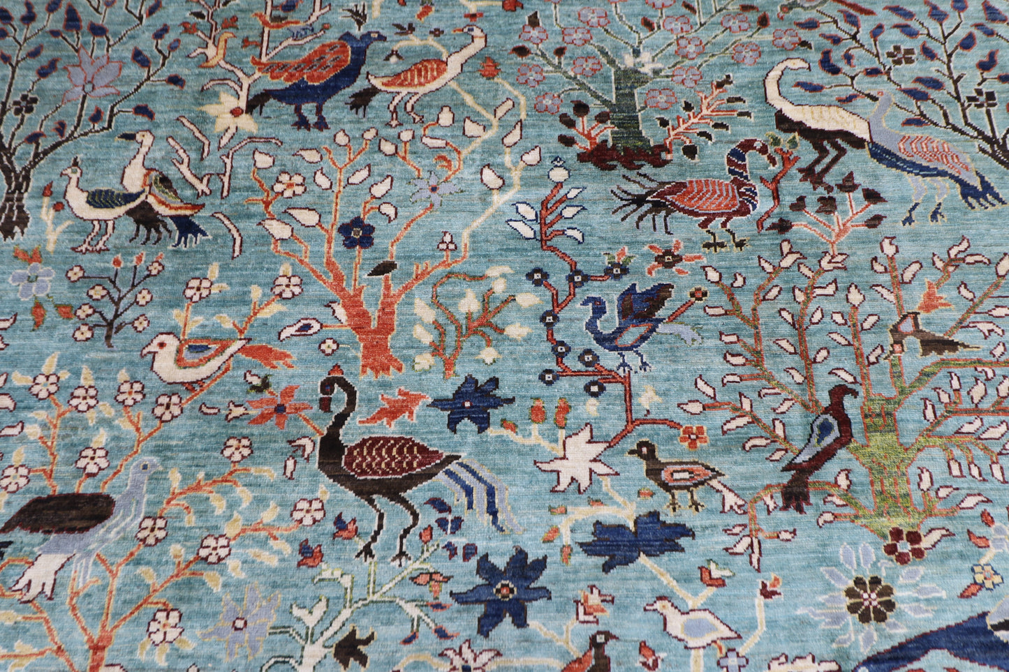 247 x 289 cm | Birds Pictorial Afghan Tribal Hand Knotted Veg Dye Wool carpet