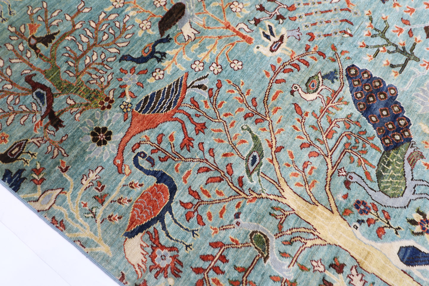 247 x 289 cm | Birds Pictorial Afghan Tribal Hand Knotted Veg Dye Wool carpet